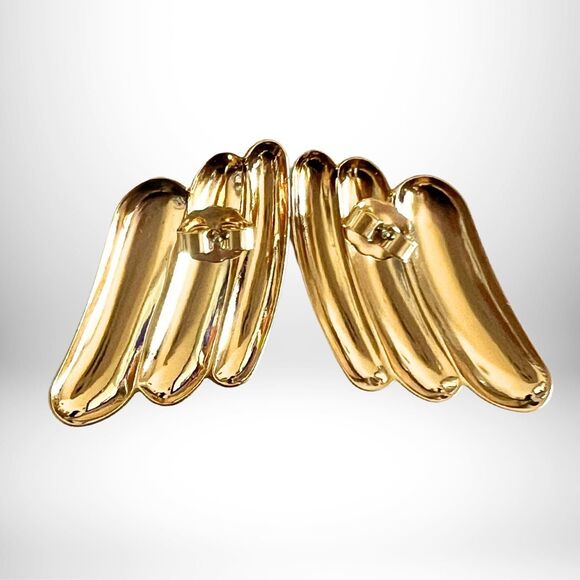 RARE Vintage 1987 "Sleek Waves" Goldtone Earrings - Dimensional - Avon NIB - Picture 4 of 4